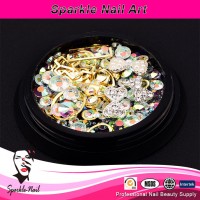 2018 New nail art design silver mixed colorful crystal rhinestones nail art glitter