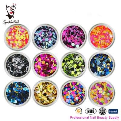 Wholesale high quality  Super Shining Glitter Flakes Mixture Color Circle Nail Art Decoration