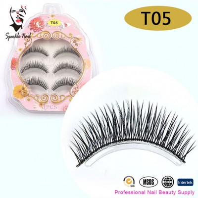 3 Pairs Faux Fiber False Eyelashes Synthetic Fake Lashes 3D Silk Eyelashes