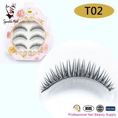 3 Pairs Natural False Eyelashes Thick Makeup Real 3d Lashes Eyelash Extension Non Magnetic